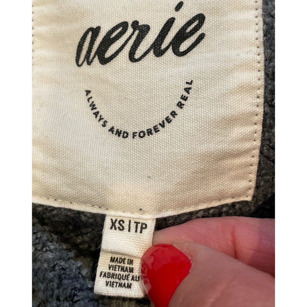 Aerie Hoodie Women XS Gray Mixed Texture Boucle Oversized Pullover Soft Cozy - Picture 13 of 15